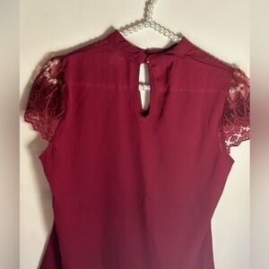 Silky and lacy Burgundy top size small